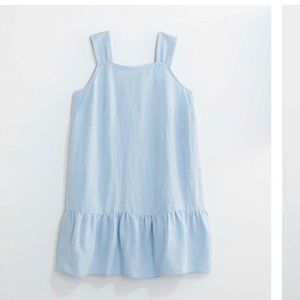 Chambray Square Neck Flounce Dress (LOFT)